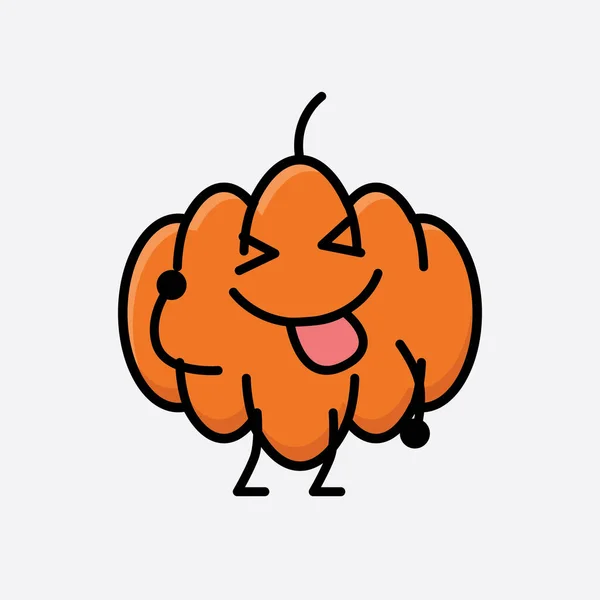 Illustration Cute Pumpkin Mascot Vector Character — Stock Vector