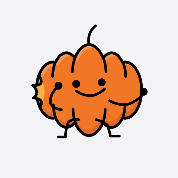 Sebuah Ilustrasi Cute Pumpkin Mascot Vector Character - Stok Vektor