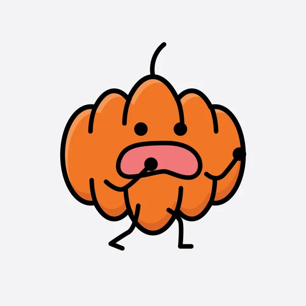 Illustration Cute Pumpkin Mascot Vector Character — Stock Vector