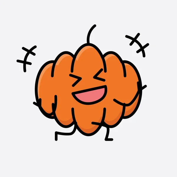 Sebuah Ilustrasi Cute Pumpkin Mascot Vector Character - Stok Vektor