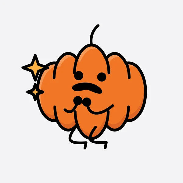 Sebuah Ilustrasi Cute Pumpkin Mascot Vector Character - Stok Vektor