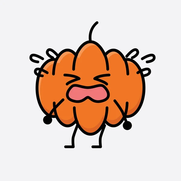 Eine Illustration Von Cute Pumpkin Mascot Vector Character — Stockvektor