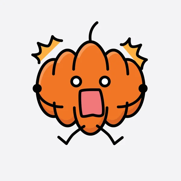 Sebuah Ilustrasi Cute Pumpkin Mascot Vector Character - Stok Vektor