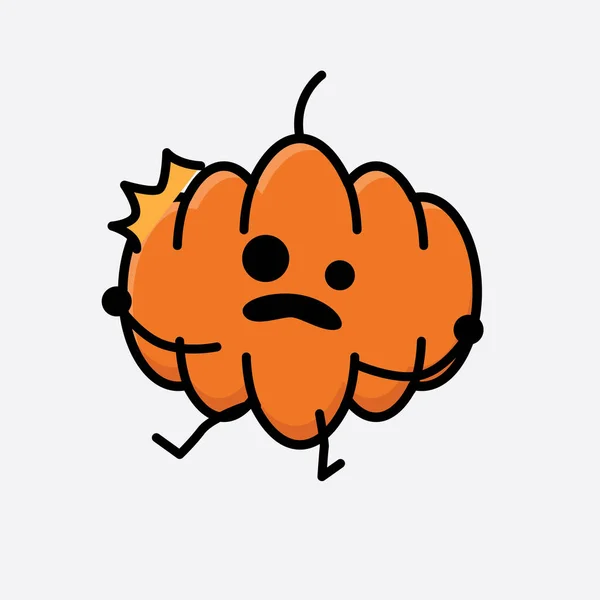 Sebuah Ilustrasi Cute Pumpkin Mascot Vector Character - Stok Vektor