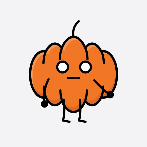 Illustration Cute Pumpkin Mascot Vector Character — Stock Vector