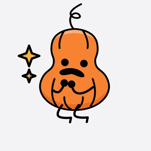 Illustration Cute Pumpkin Mascot Vector Character — Stock Vector