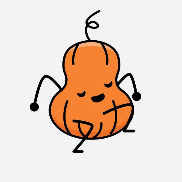 Une Illustration Personnage Vectoriel Mascotte Citrouille Mignonne — Image vectorielle