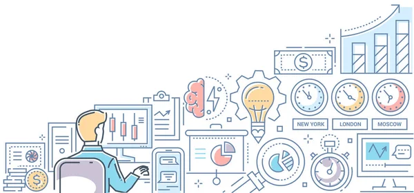 Menkul Kıymetler Borsası - çağdaş çizgi stili renkli resimde Tasarla