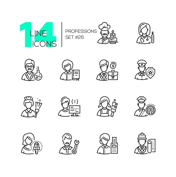 Professions - set of line design style icons