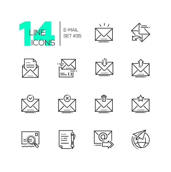 Email - conjunto de iconos de estilo de diseño de línea — Vector de stock