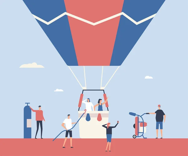 Viagem de balão de ar quente - ilustração de estilo de design plano —  Vetores de Stock
