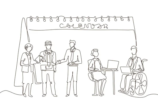 Spotkanie biznesowe - ilustracja jeden wiersz projekt styl — Wektor stockowy