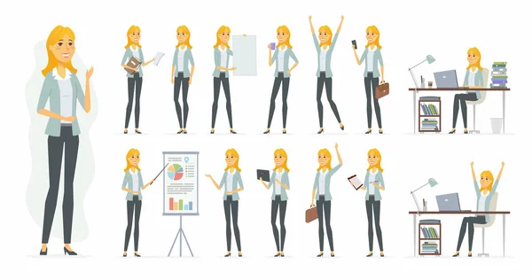 Pretty businesswoman - vector cartoon people character set