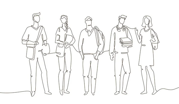 Étudiants - une illustration de style de conception de ligne — Image vectorielle