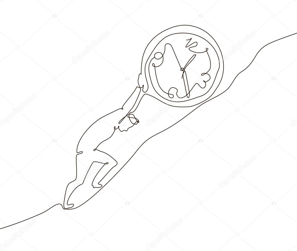 Time management - one line design style illustration