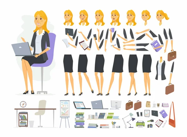 Pretty businesswoman - vector cartoon people character constructor — Stock Vector