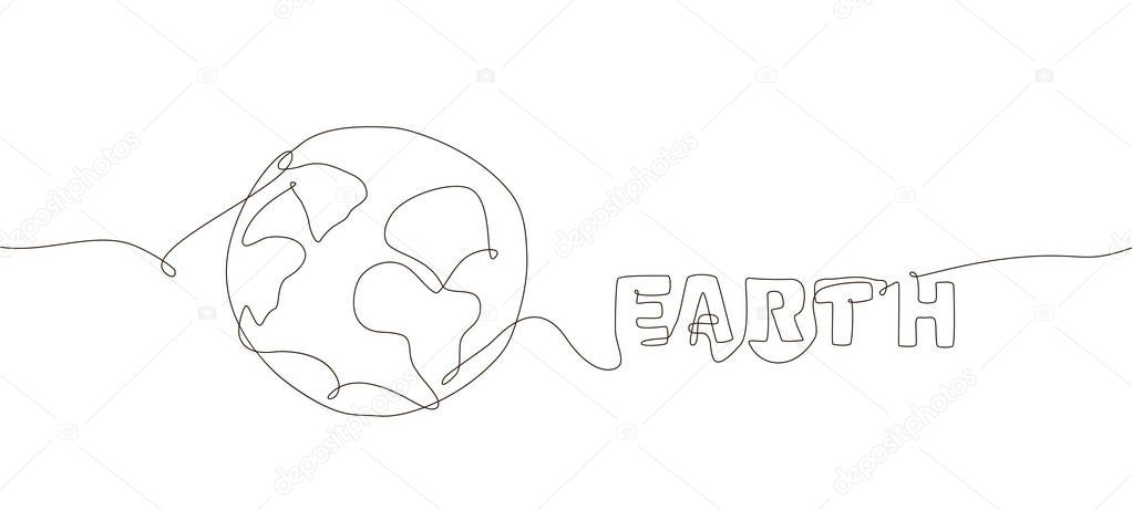 Earth - one line design style illustration