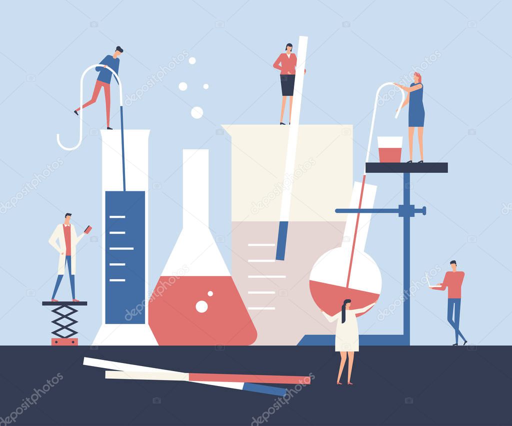 Scientists - flat design style illustration