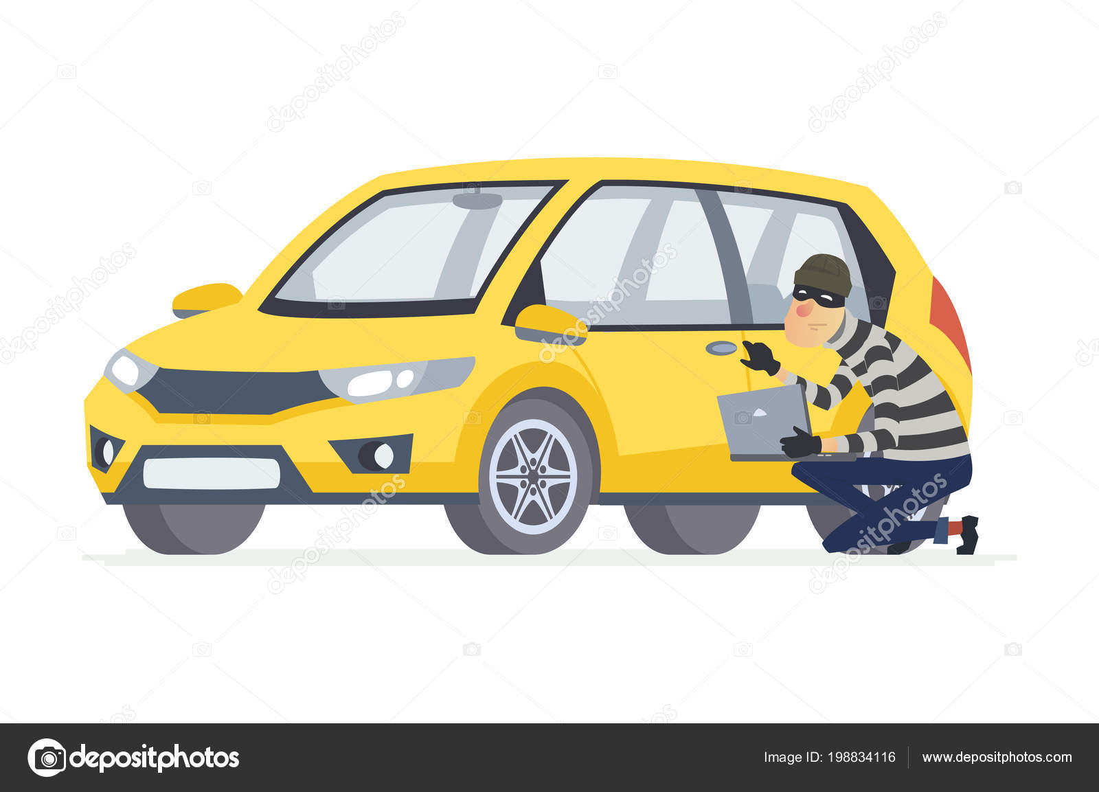 Car thief - cartoon people characters illustration Stock Vector Image by  © #198834116