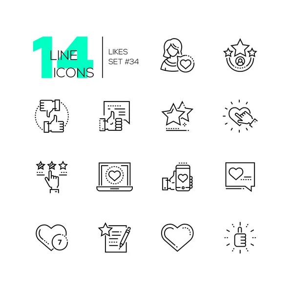 Likes - set of line design style icons — Stock Vector