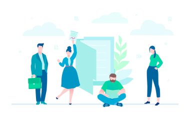 İş takım - düz tasarım stili renkli resimde