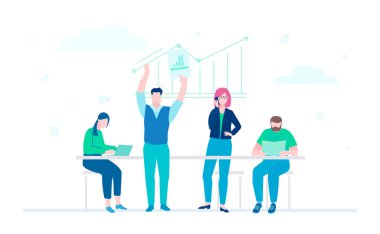 İş Analizi - düz tasarım stili renkli resimde