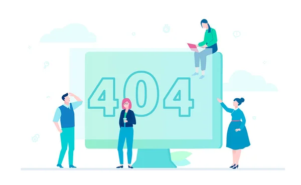 Hata 404 sayfa - düz tasarım stili renkli resimde — Stok Vektör