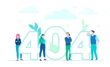 Hata 404 sayfa - düz tasarım stili renkli resimde