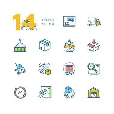 Lojistik - renkli ince çizgi Tasarım Icons set