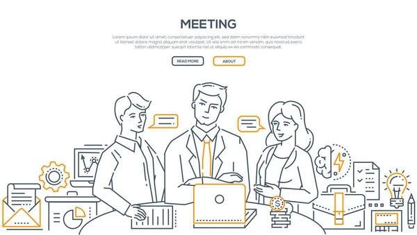 Reunión de negocios - ilustración de estilo de diseño de línea moderna — Vector de stock