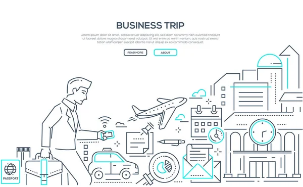 Viaje de negocios - ilustración de estilo de diseño de línea moderna — Vector de stock