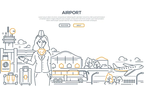 Aeropuerto - ilustración de estilo de diseño de línea moderna — Vector de stock