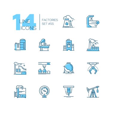 Fabrikalar - çağdaş ince çizgi Tasarım Icons set