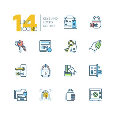 Anahtar ve kilit - çağdaş ince çizgi Tasarım Icons set