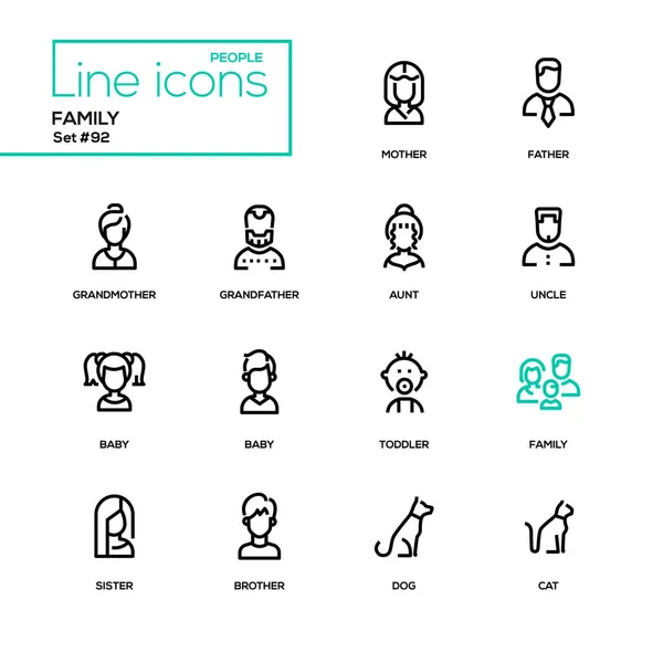 Rodina - moderní linie design ikony nastavit — Stockový vektor