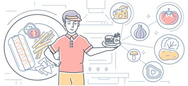 Fast food - renkli çizgi stil tasarlamak