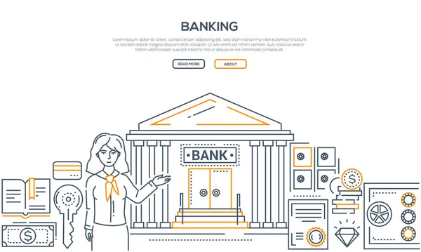 Banca - ilustración de estilo de diseño de línea moderna — Archivo Imágenes Vectoriales