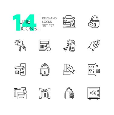 Anahtar ve kilit - çağdaş ince çizgi Tasarım Icons set