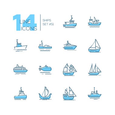 Su ulaştırma araçları - ince çizgi Tasarım Icons set
