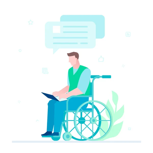 Disabled worker chatting - flat design style illustration — Stock Vector