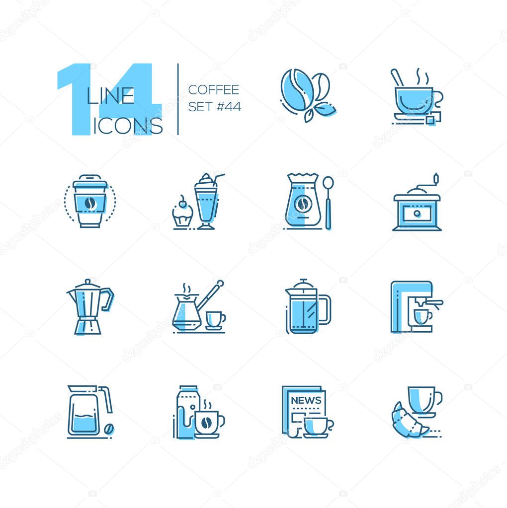 Coffee set - line design style icons