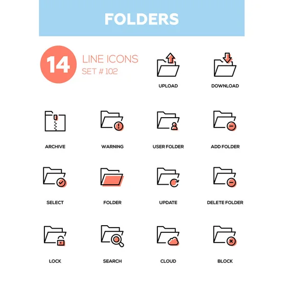 Folders - modern line design icons set — Stock Vector