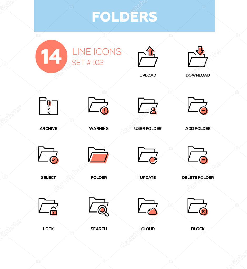 Folders - modern line design icons set