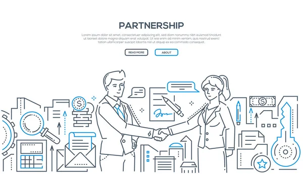 Partnerství - moderní linie design styl obrázku — Stockový vektor