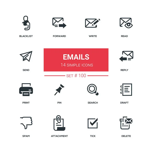 Emails - conjunto de iconos de diseño plano — Archivo Imágenes Vectoriales