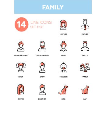 Aile - çağdaş çizgi Tasarım Icons set