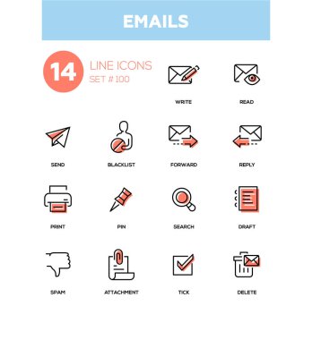E-postaları - çağdaş çizgi Tasarım Icons set