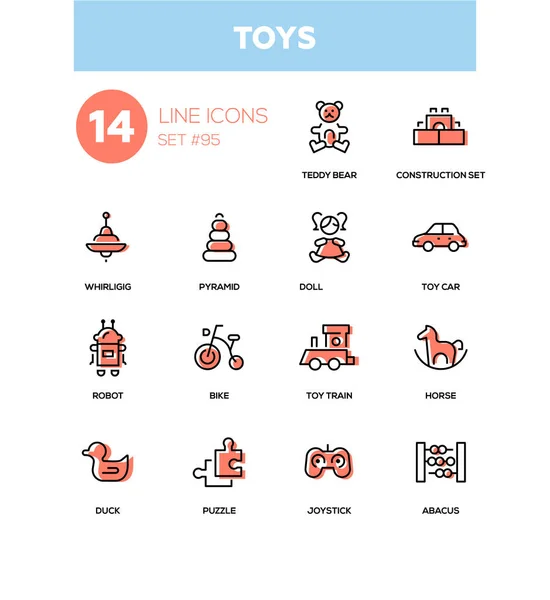 Juguetes - conjunto de iconos de diseño de línea moderna — Vector de stock