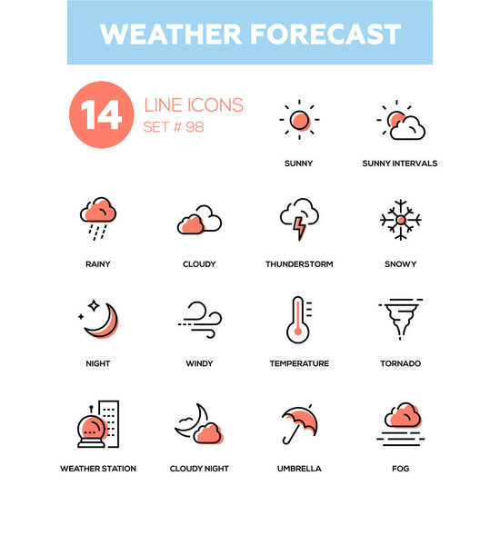 Weather forecast - modern line design icons set