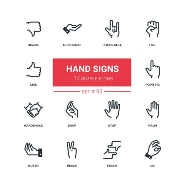 El işaretleri - düz tasarım stili Icons set
